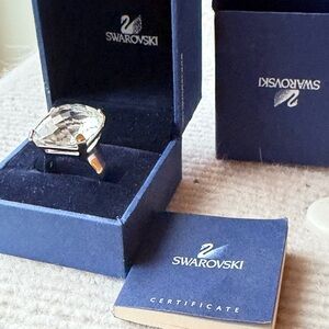 Swarovski Silver Ring with Large Clear Gem